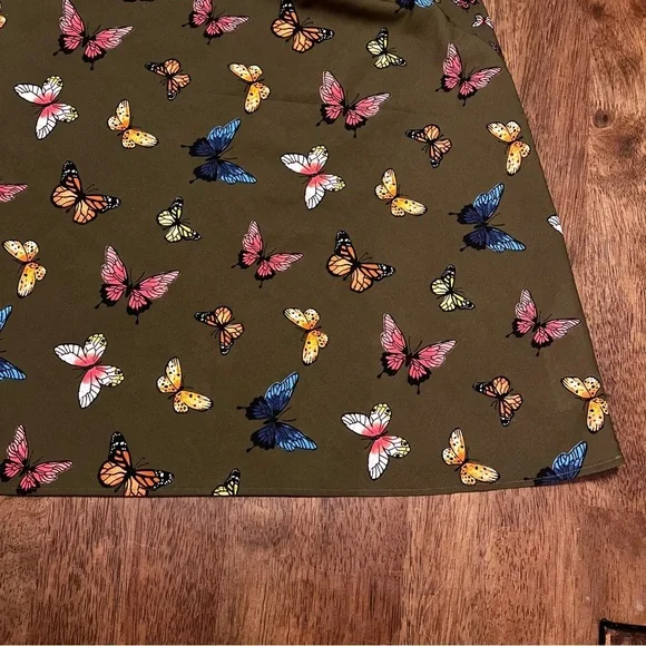 Abercrombie & Fitch Olive Butterfly Mini Dress Size Small - Picture 3 of 12